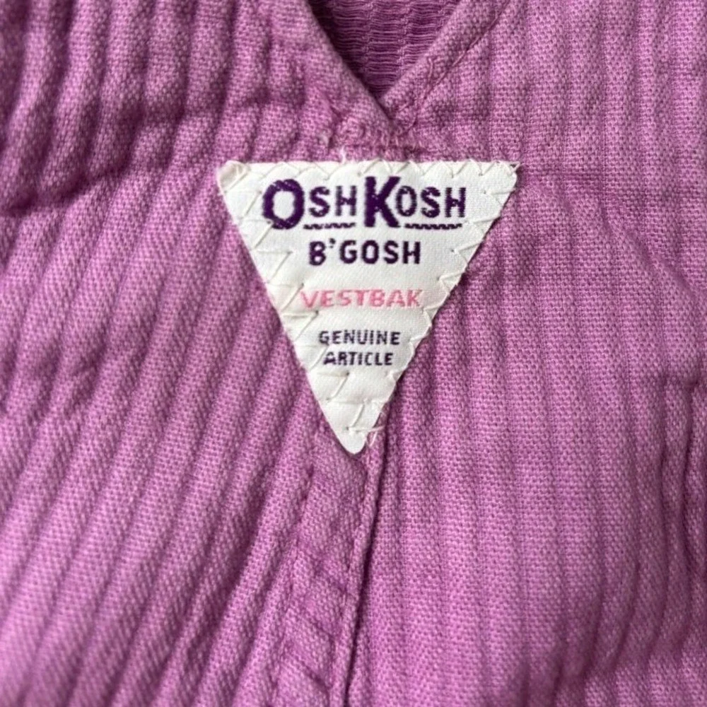 Vtg OshKosh B'Gosh Purple Label Lavender Corduroy Pinafore USA Union Made 2T